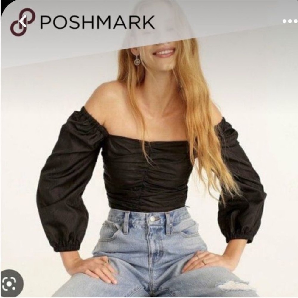 J. Crew Black Off-Shoulder Blouse